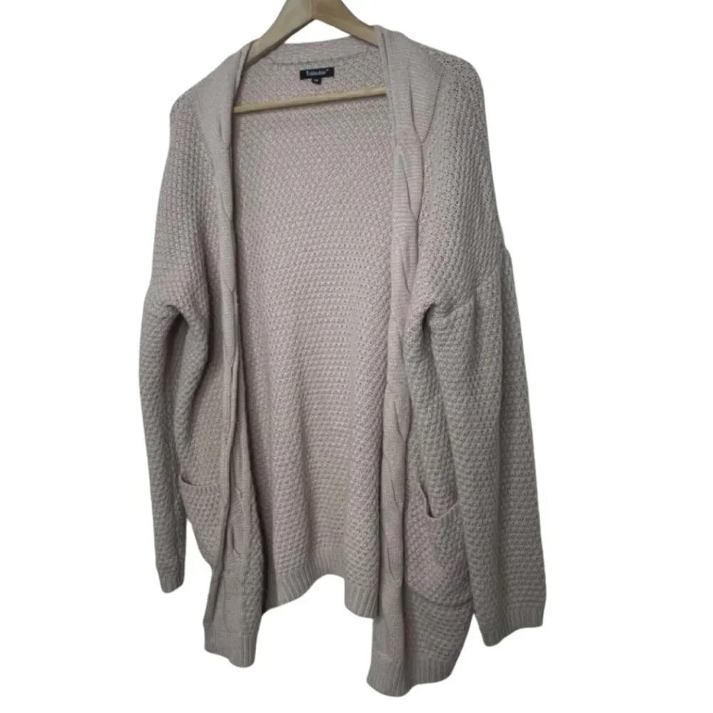 TRALEUBIE | Women's Blush Pink Open Front Knit Cardigan | Size M - Picture 6 of 13